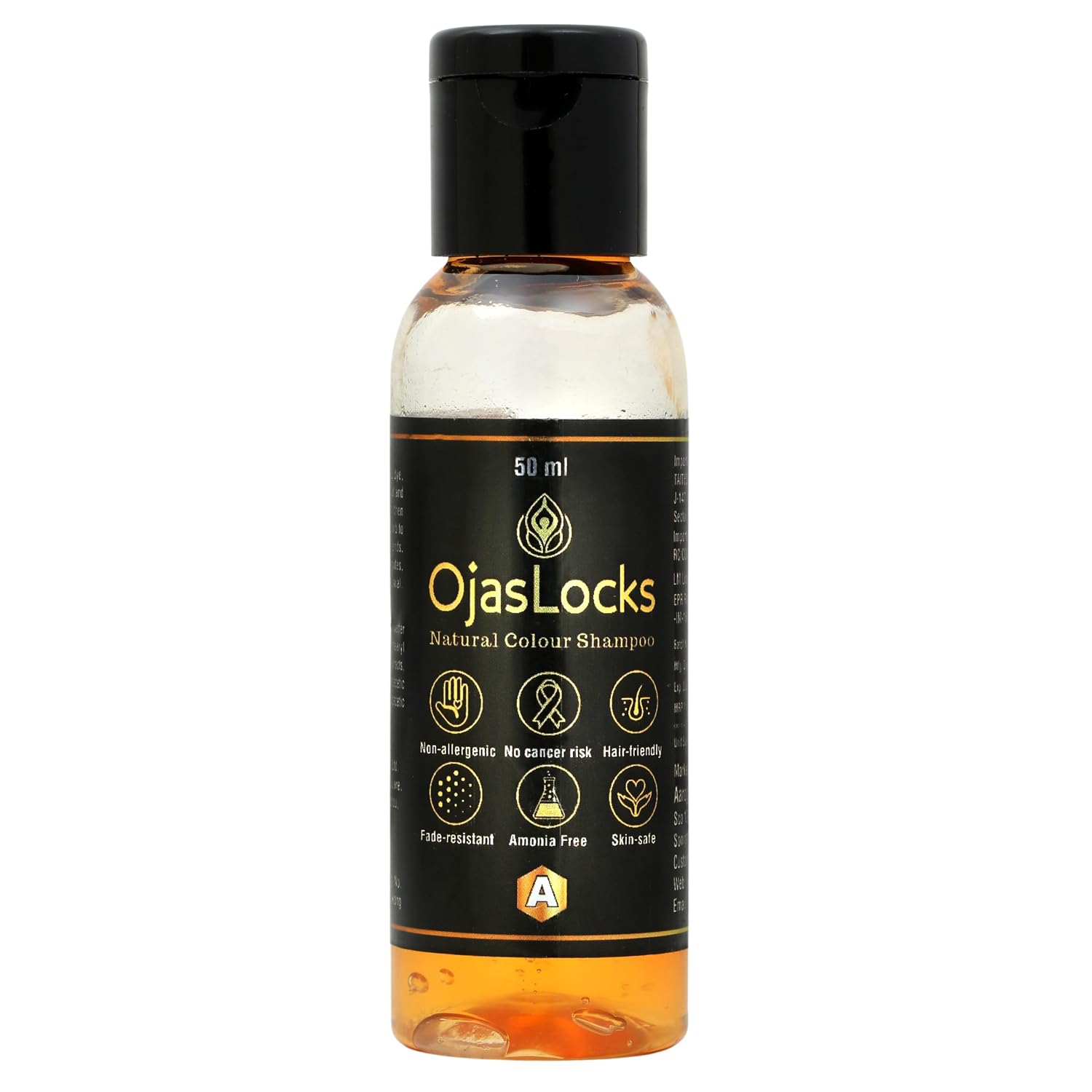 OjasLocks Natural Colour Shampoo 50 ml A+B Mix | Instant White Hair Coverage | Non-Allergenic | Ammonia Free | Fade-Resistant | Skin Safe Hair Dye Shampoo