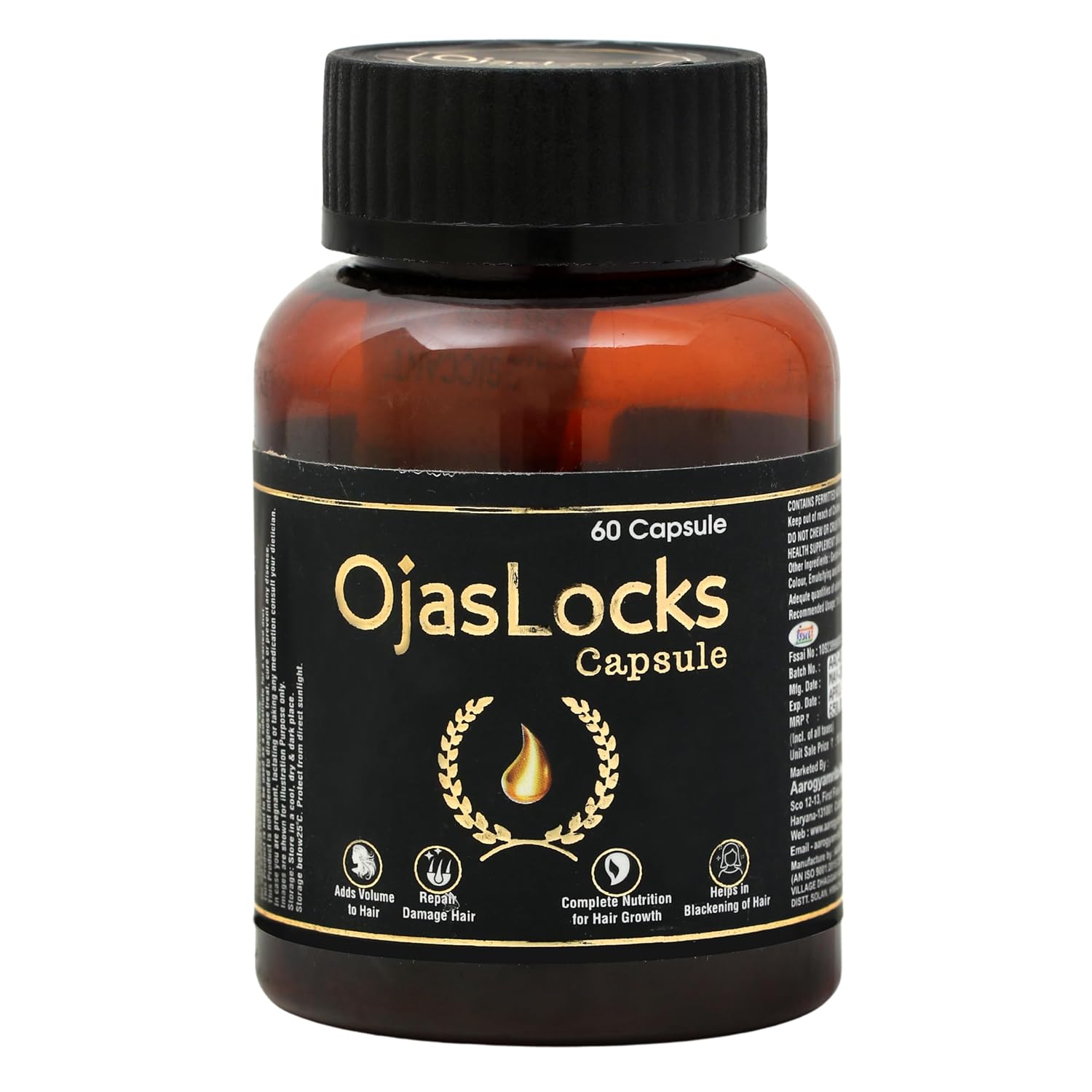 OjasLocks Hair Nutrition Capsules | 60 Softgels | With Lycopene, Lutein, Biotin, Zinc, Vitamin A, C, E, B12 & Folic Acid | Supports Hair Growth, Volume & Strength | For Men & Women